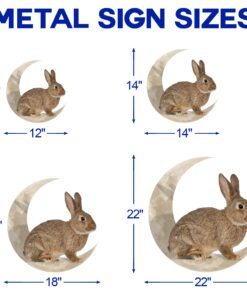 rabbit bunny and moon hanging metal sign qnk1005msv8 7595