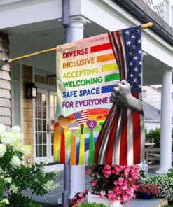 Rainbow Diverse Inclusive Accepting Welcoming Safe Space For Everyone LGBT Flag