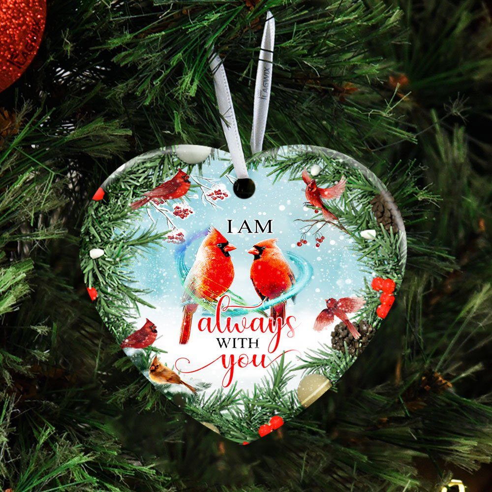 Red Cardinal I Am Always With You Ceramic Ornament - Image 3