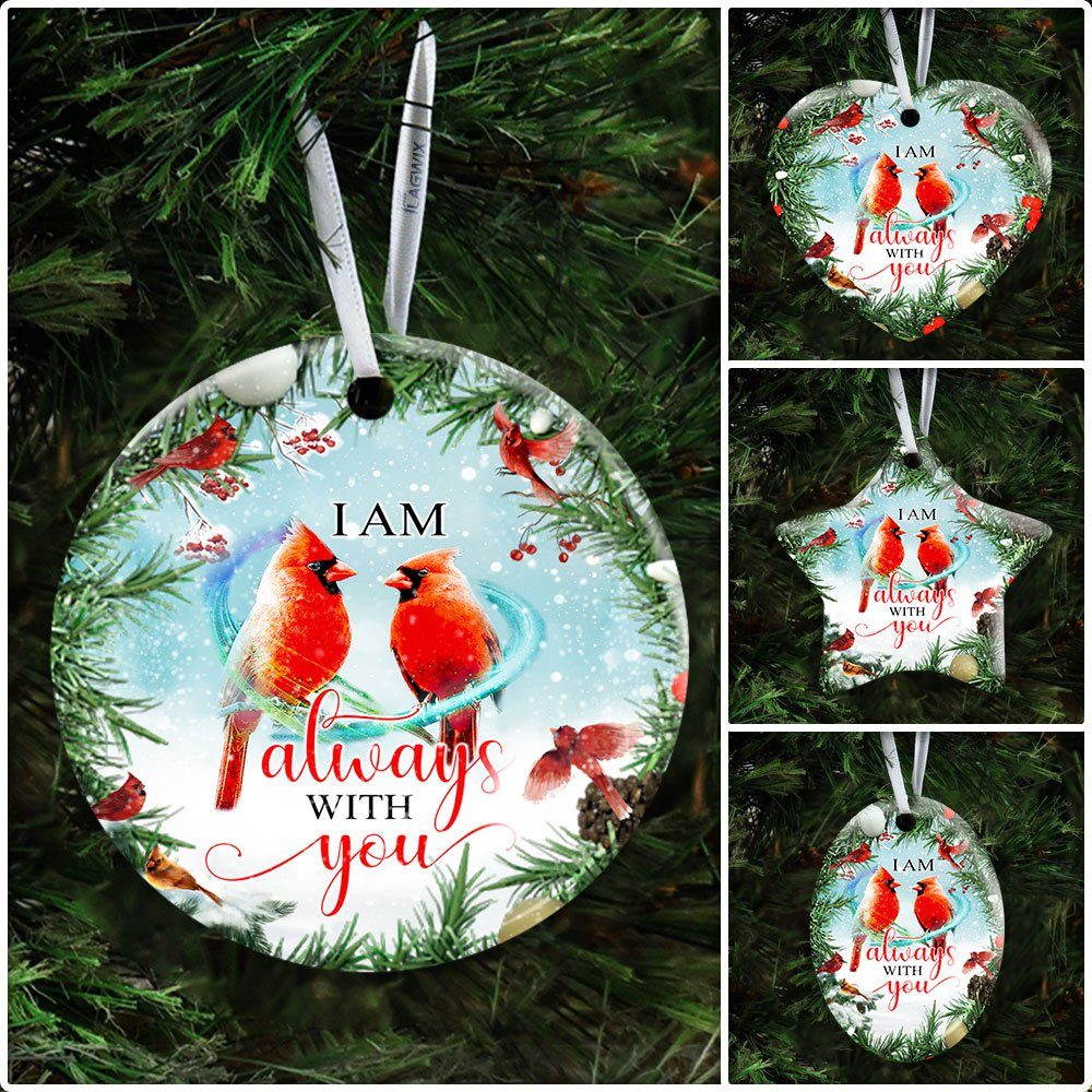 Red Cardinal I Am Always With You Ceramic Ornament - Image 7