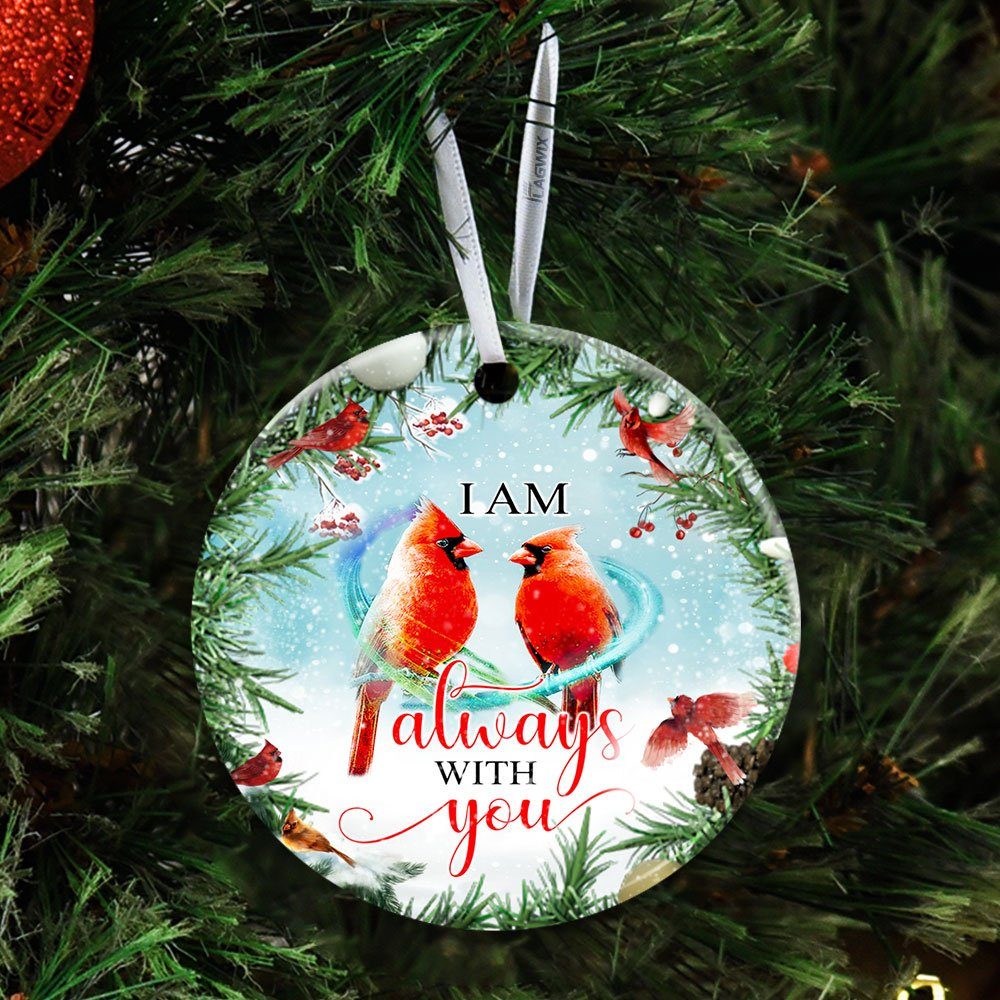 Red Cardinal I Am Always With You Ceramic Ornament - Image 5