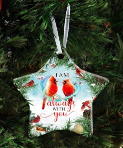 red cardinal i am always with you ceramic ornament 5949