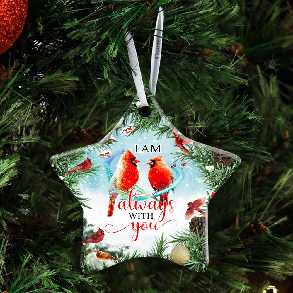 Red Cardinal I Am Always With You Ceramic Ornament - Image 2