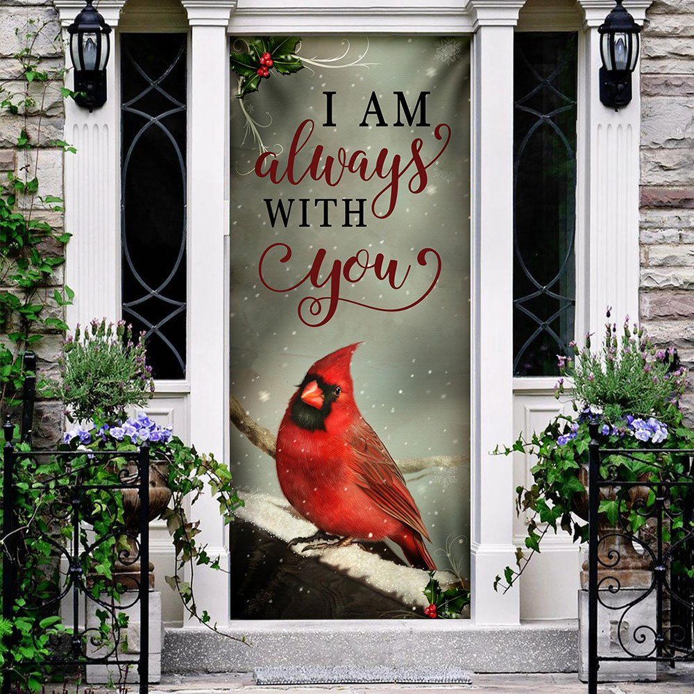 Red Cardinal I Am Always With You Door Cover - Image 2