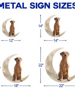 red fox lab dog and moon hanging metal sign qnk879msv26 2128