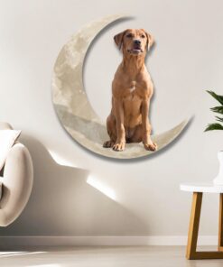 red fox lab dog and moon hanging metal sign qnk879msv26 5489