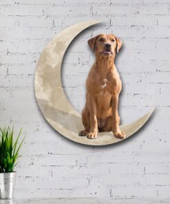 red fox lab dog and moon hanging metal sign qnk879msv26 5649