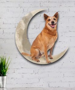 red heeler australian cattle dog and moon hanging metal sign qnk879msv19a 4012