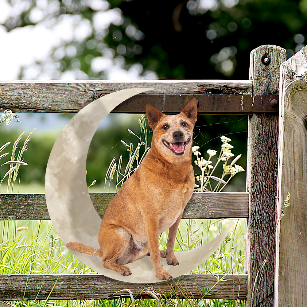 Red Heeler Australian Cattle Dog And Moon Hanging Metal Sign QNK879MSv19a - Image 4