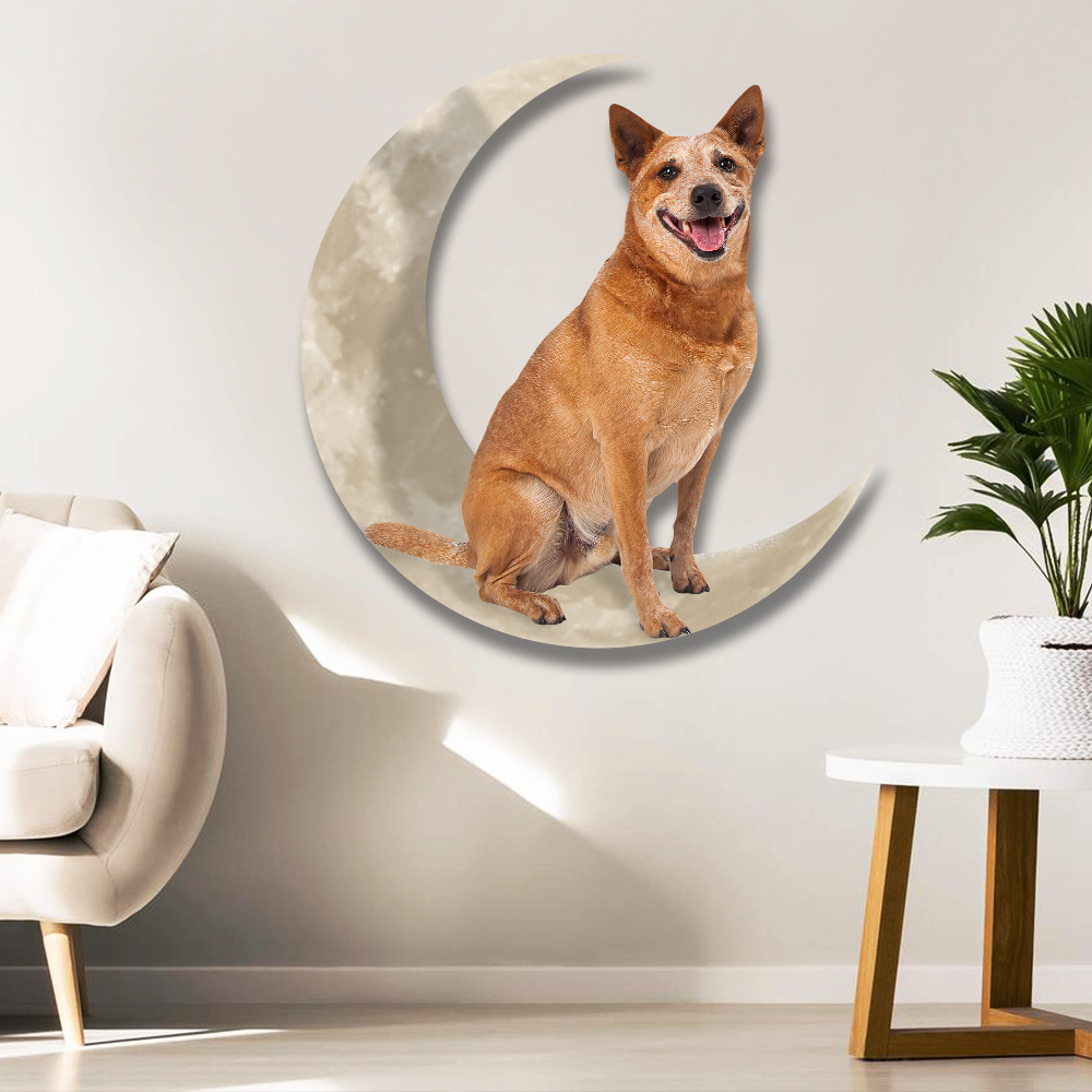 Red Heeler Australian Cattle Dog And Moon Hanging Metal Sign QNK879MSv19a - Image 3