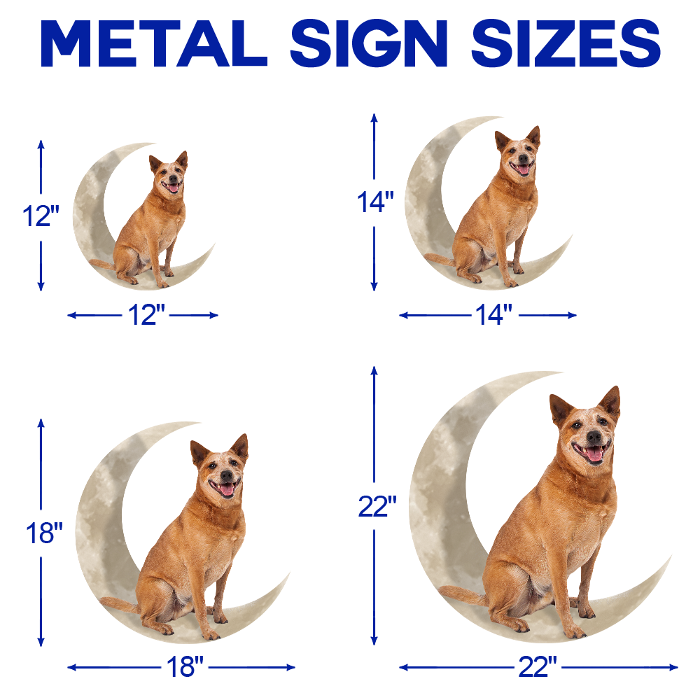 Red Heeler Australian Cattle Dog And Moon Hanging Metal Sign QNK879MSv19a - Image 5