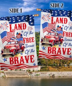 red truck, country truck happy 4th of july, land of the free because of the brave american flag tpt894f 1190