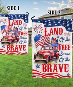 red truck, country truck happy 4th of july, land of the free because of the brave american flag tpt894f 5693