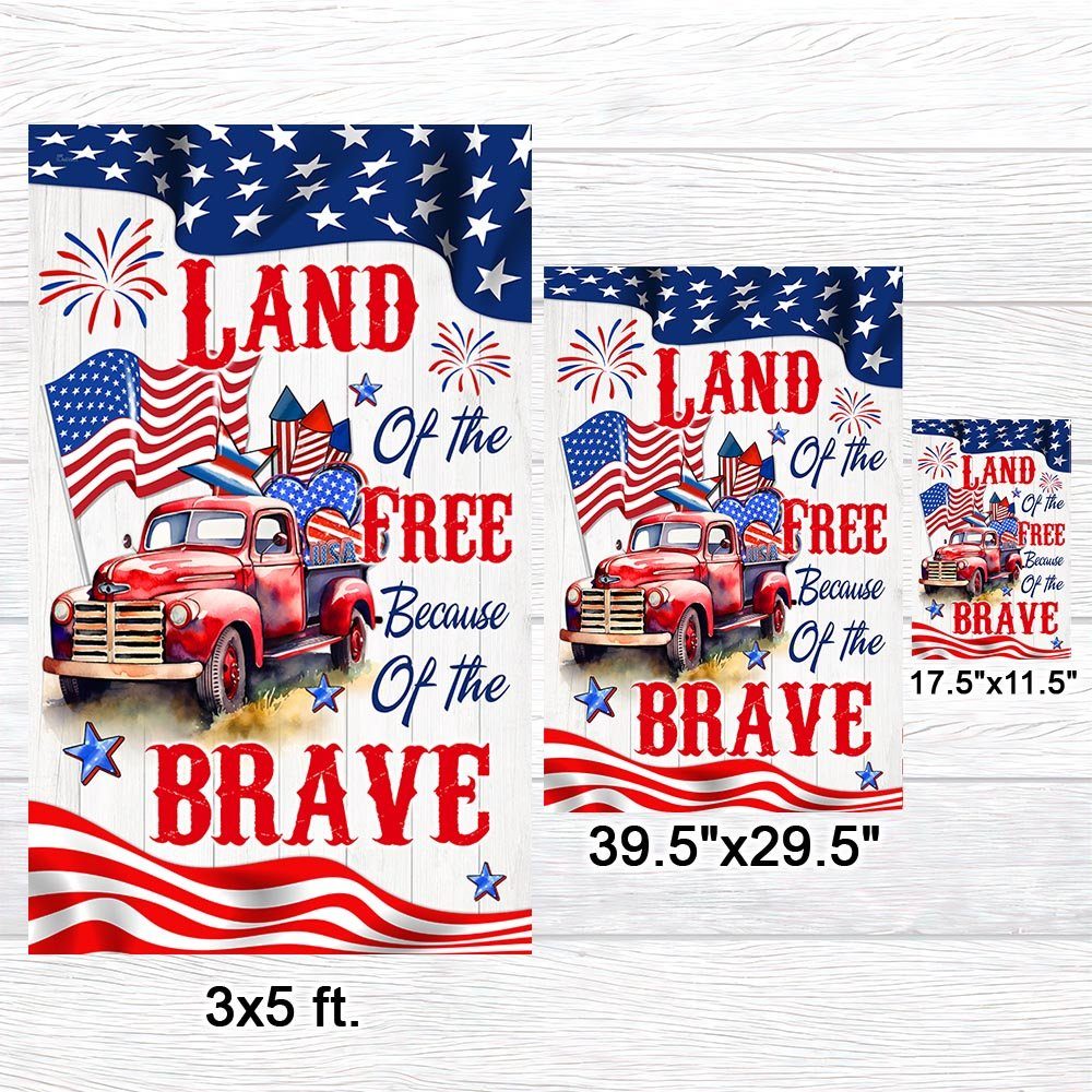 Red Truck, Country Truck Happy 4th of July, Land of The Free Because Of The Brave American Flag TPT894F - Image 7