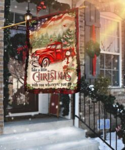 Red Truck. Take A Little Christmas With You Flag