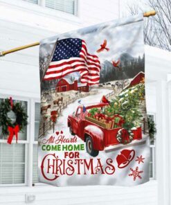 Red Truck American Flag All Hearts Come Home For Christmas DDH2926F