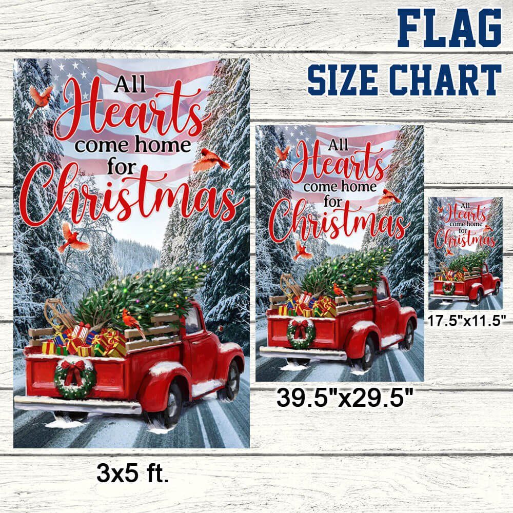Red Truck American Flag All Hearts Come Home For Christmas Flag TPT392F - Image 8