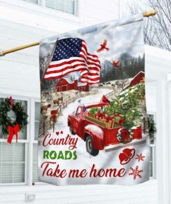 Red Truck American Flag Country Roads Take Me Home DDH2926Fv10