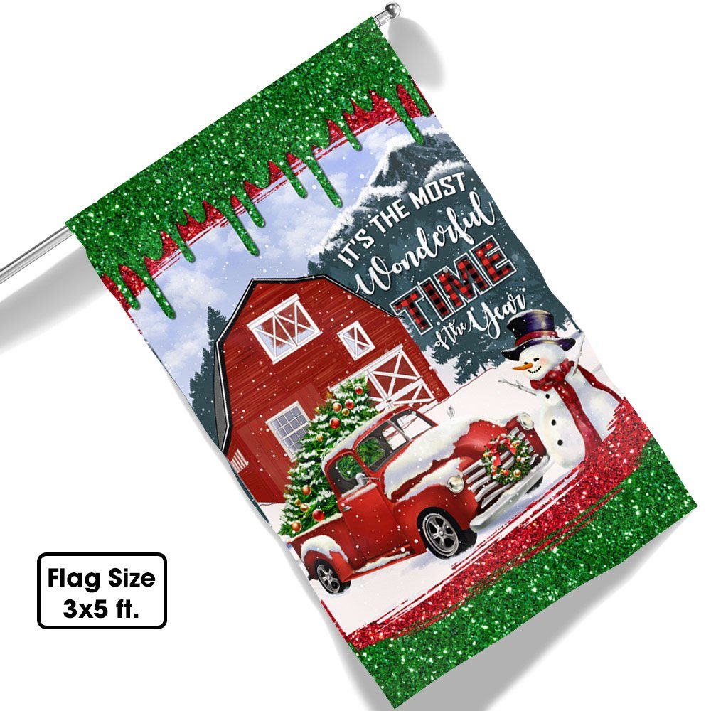 Red Truck Christmas Flag It's The Most Wonderful Time Of The Year Flag MLN625F - Image 7