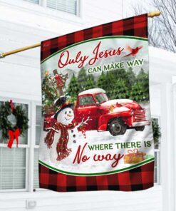 Red Truck Christmas Jesus Cross Flag Only Jesus Can Make Way Where There Is No Way Flag MLN613F