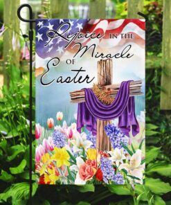 rejoice in the miracle of easter cross flag 1004