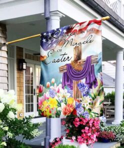 rejoice in the miracle of easter cross flag 5652