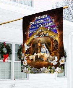 Religious Nativity Christian Flag For Unto You Is Born This Day A Savior Who Is Christ The Lord Flag MLN738F