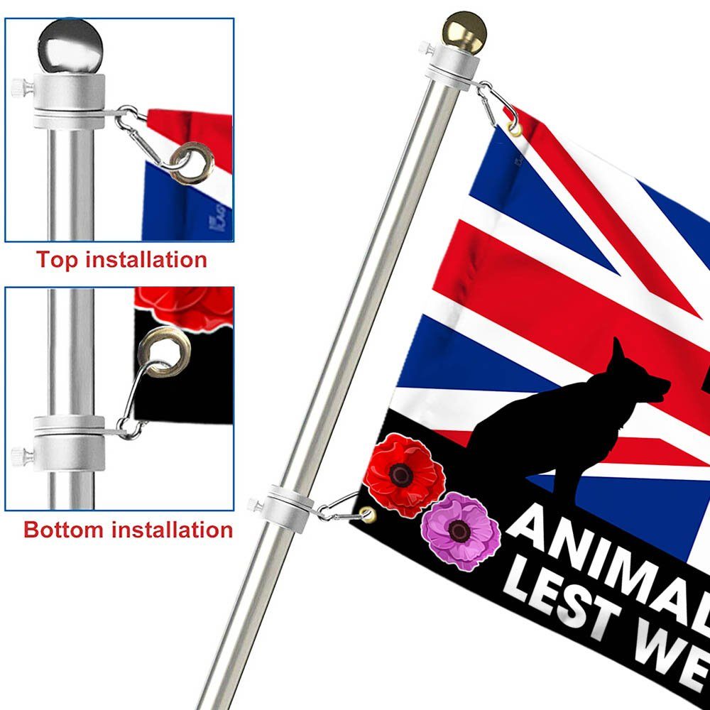 Remembrance Day Animals UK Grommet Flag Lest We Forget Animals In War Red Purple Poppy TQN548GF - Image 6