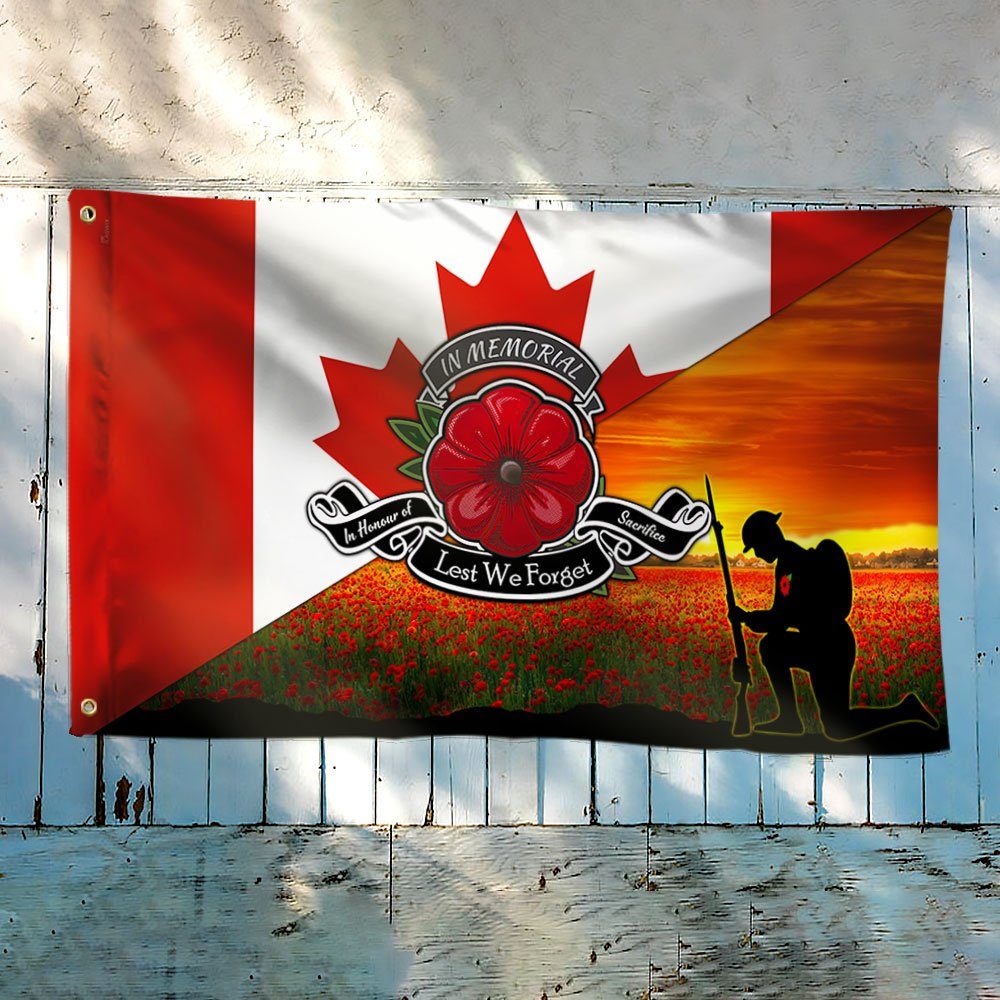 Remembrance Day Flag Lest We Forget Canadian Grommet Flag TRL1374GF - Image 3