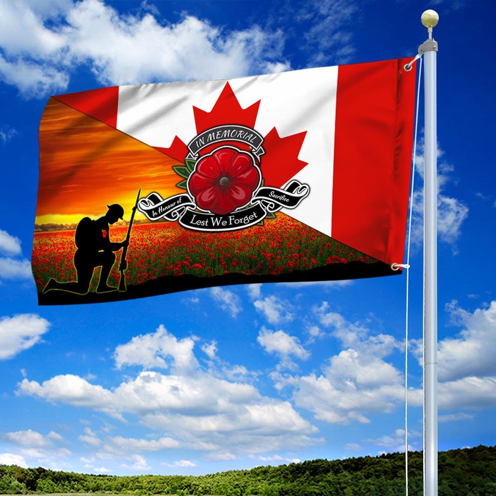 Remembrance Day Flag Lest We Forget Canadian Grommet Flag TRL1374GF - Image 2