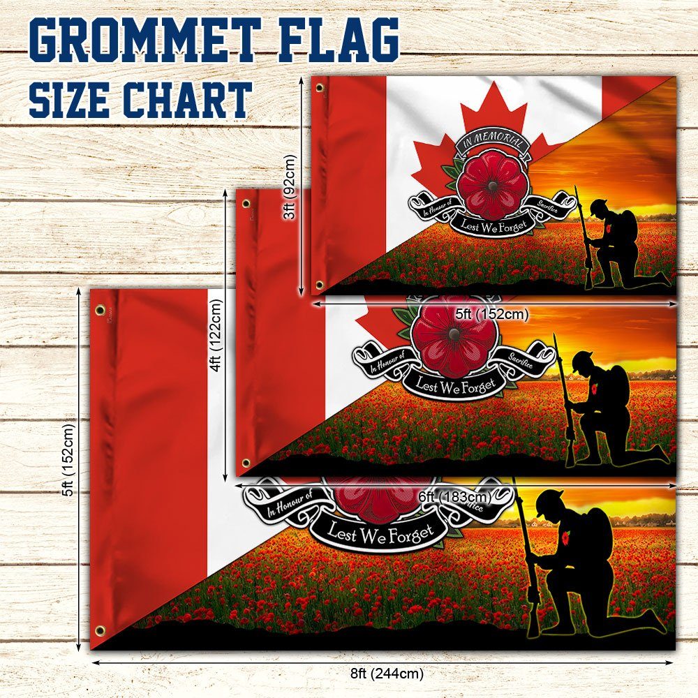 Remembrance Day Flag Lest We Forget Canadian Grommet Flag TRL1374GF - Image 5