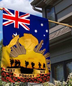 Remembrance Day Flag Lest We Forget Poppy Australia Veteran Flag MLN668F