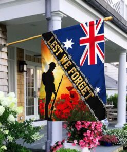 Remembrance Day Flag Poppy. Lest We Forget. Australia Veteran Flag THB3281Fv2