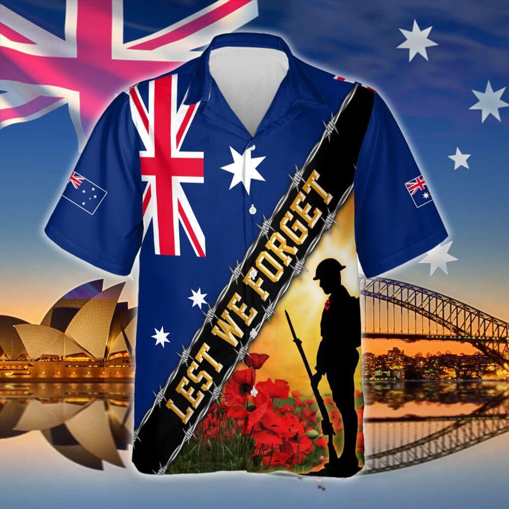Remembrance Day Flag Poppy. Lest We Forget. Australia Veteran Hawaiian Shirt THB3281HWv2 - Image 2