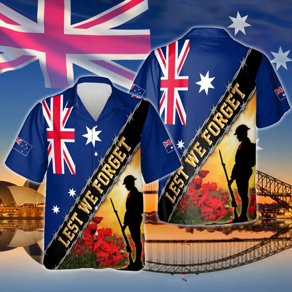 Remembrance Day Flag Poppy. Lest We Forget. Australia Veteran Hawaiian Shirt THB3281HWv2