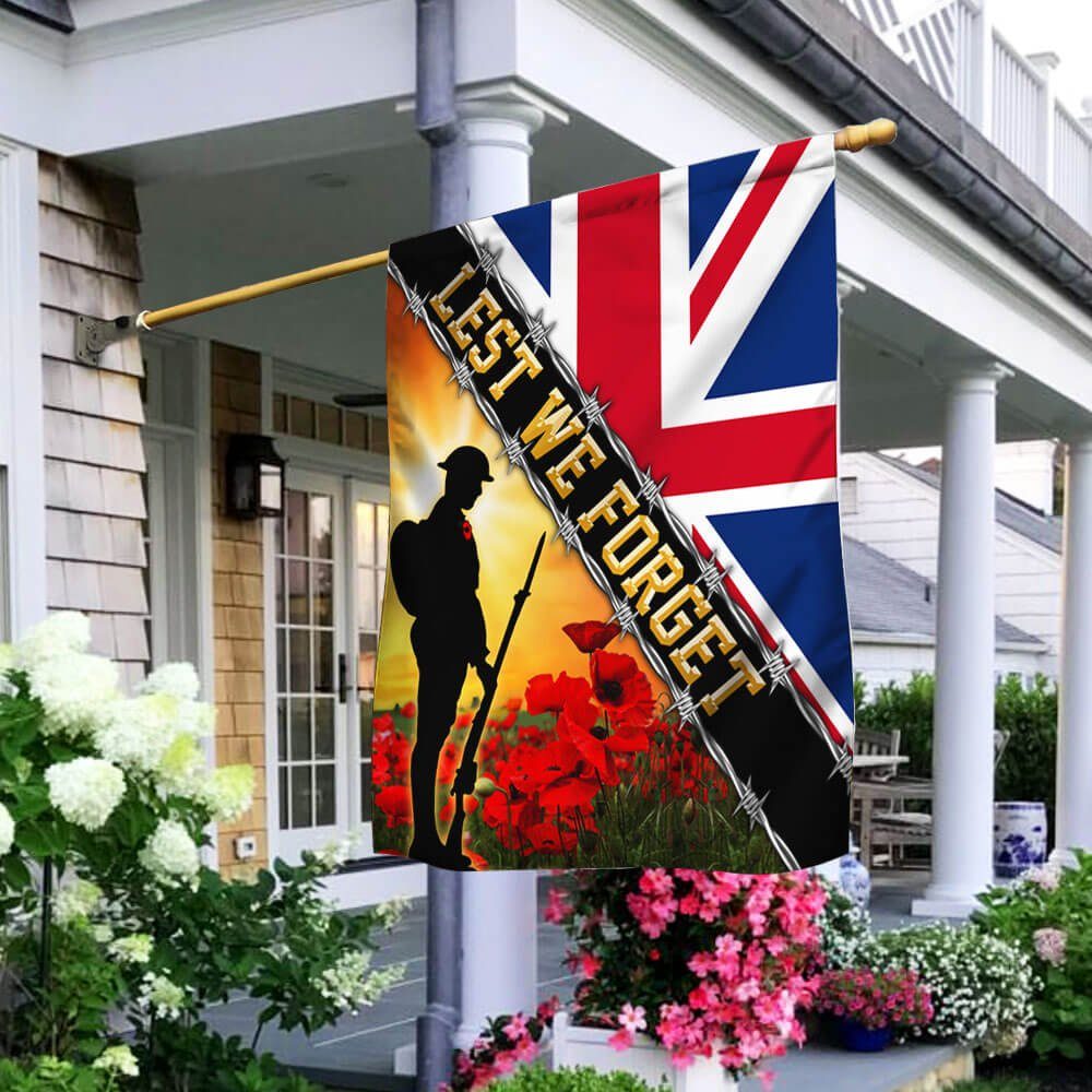 Remembrance Day Flag Poppy. Lest We Forget. Veteran Union Jack Flag THB3281F