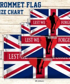 remembrance day grommet flag poppy. lest we forget thh3356gf 4887