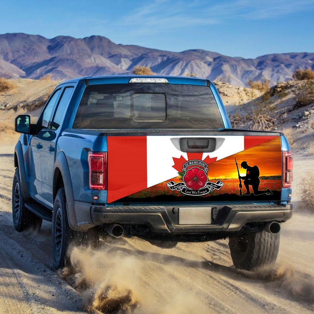 Remembrance Day Lest We Forget Canadian Truck Tailgate Decal Sticker Wrap TRL1374TD - Image 2