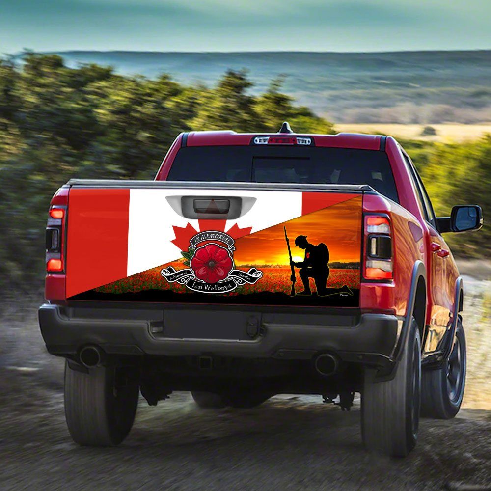 Remembrance Day Lest We Forget Canadian Truck Tailgate Decal Sticker Wrap TRL1374TD - Image 3