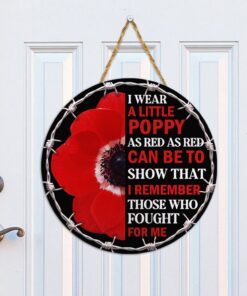 remembrance poppy round wooden door i wear a little poppy dbd3404wd 1975