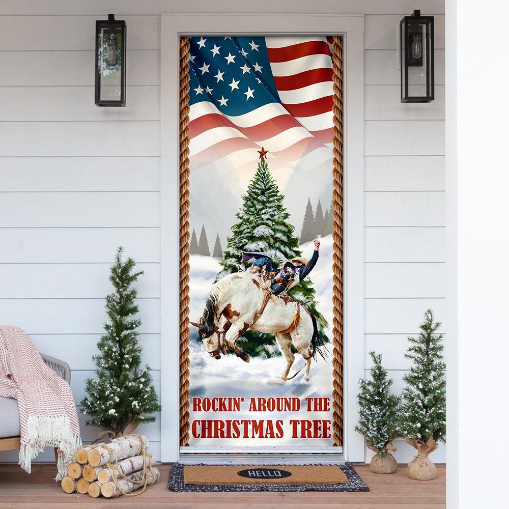 Rockin' Around the Christmas Tree Horse Riding Door Cover BNN690D