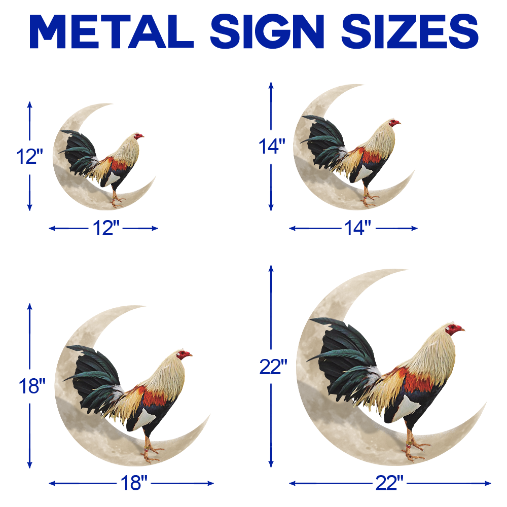 Rooster And Moon Hanging Metal Sign, Gamefowl Rooster, Fighting Rooster QNK1005MSv1c - Image 5
