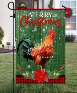 rooster chicken christmas flag tqn741f 3534