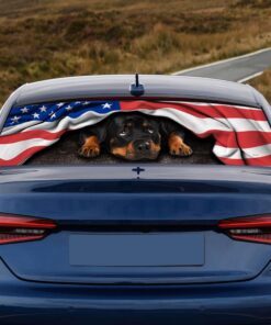 Rottweiler. American Patriot Rear Window Decal THH2903CD