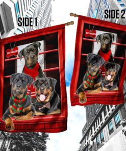 rottweiler flag flagwix™ rottweiler dogs at the door flag 2157