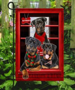 rottweiler flag flagwix™ rottweiler dogs at the door flag 4190
