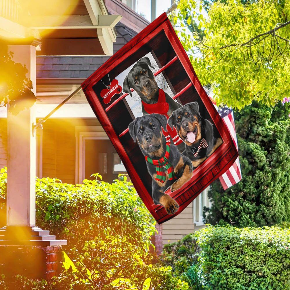 Rottweiler Flag Flagwix™ Rottweiler Dogs At The Door Flag - Image 2