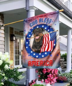 Rottweiler God Bless America Independence Day Flag