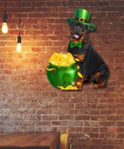 Rottweiler Hanging Metal Sign,  Irish Happy Saint Patrick’s Day QNN620MSv1