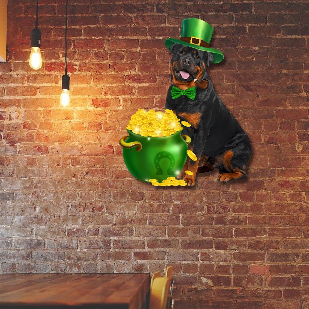 Rottweiler Hanging Metal Sign,  Irish Happy Saint Patrick’s Day QNN620MSv1